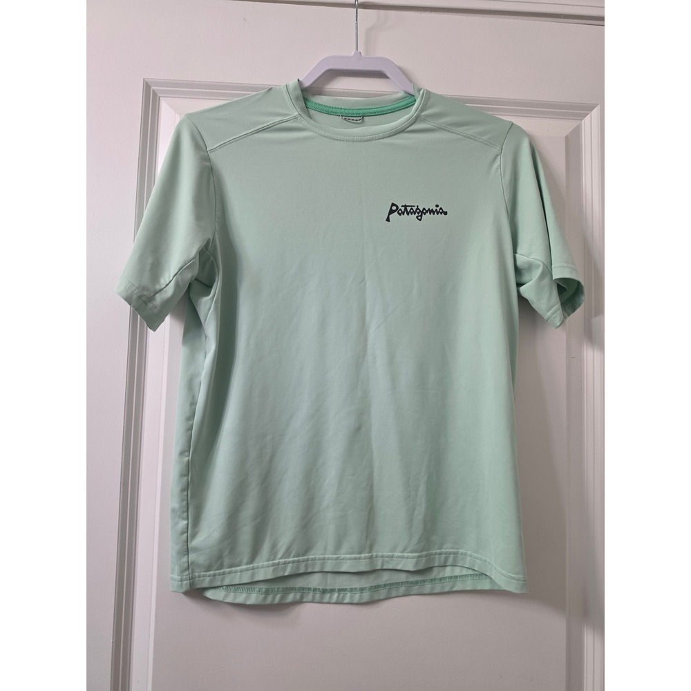 Patagonia Kids Capilene Silkweight Graphic T-Shirt XL 14 Mint Green Little Fish